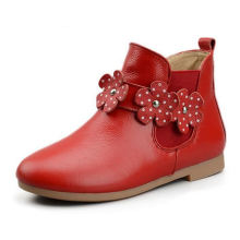 Venta caliente de los niños botas de las mujeres otoño invierno cuero moda zapatos de flores